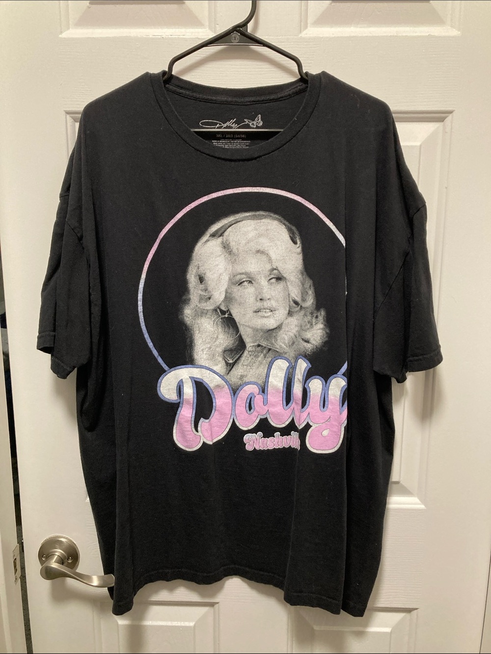 Dolly Graphic Tee - Black with Pink Accent
